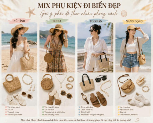 Mix phụ kiện đi biển đẹp.