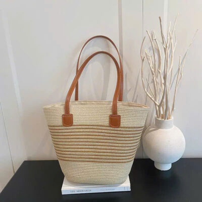 Túi cói đi biển handmade.